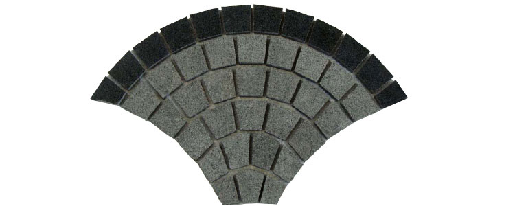 GM0325 - Ancient Grey and Jet black border granite fan pattern.