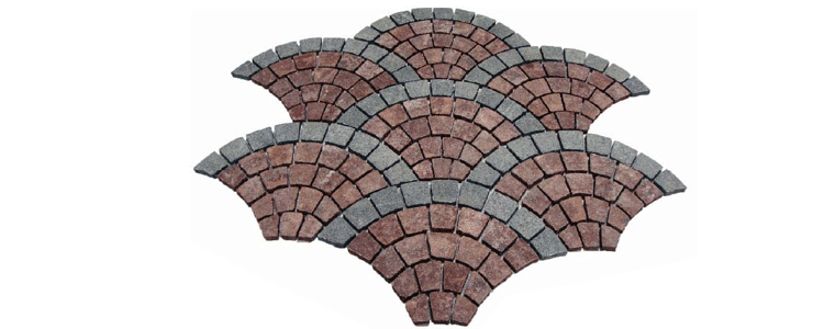 GM0329 - Redstar and ancient grey borders granite fan pattern.